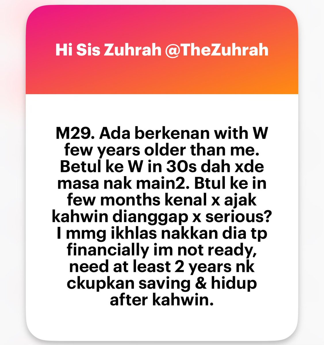 zuhrahx's tweet photo. 30+ single ladies, betul ke ni? ⤵️

#How2SayIt #AskLadies https://t.co/iREBUtVZNR