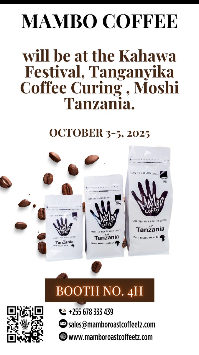 MamboCoffAfrica's tweet image. Are you attending the Kahawa Festival this week? Don’t miss out! 
Stop by Booth No. 4H and taste the difference with Mambo Roast Coffee – freshly ground and roasted beans, packed with flavor and passion. 
#MamboRoast #KahawaFestival #CoffeeLovers