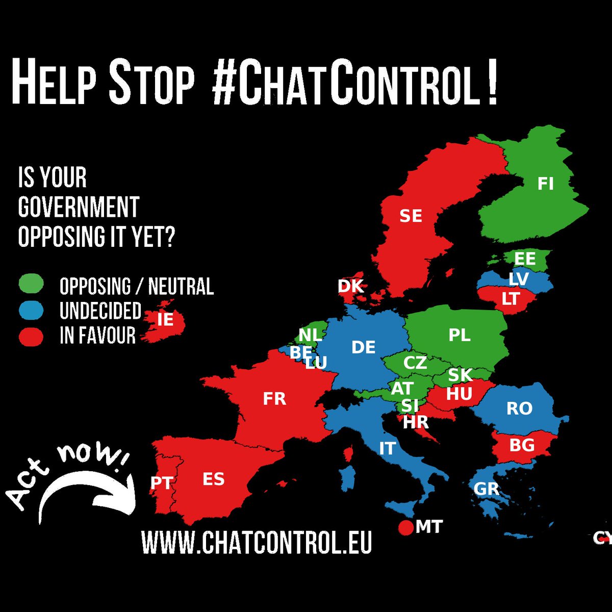 🇪🇺🚨 HUGE NEWS: #ChatControl vote reportedly to be postponed (unconfirmed)! 🎉 Our protests are working! x.com/SeppTyvaert/st…

But it's just a delay. Many governments are still undecided. ⏰ Tell YOURS to join the resistance and vote NO for good! fightchatcontrol.eu 🔐💪