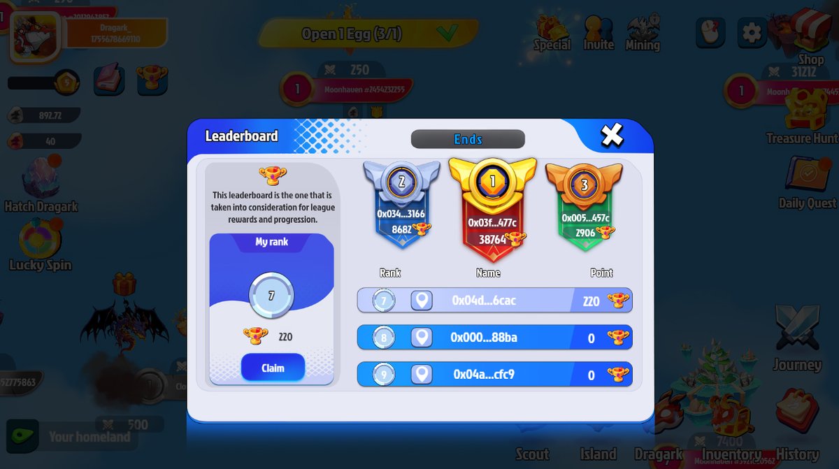 playDRAGARK's tweet image. 📸 Snapshot: Top Winners Leaderboard Beta Closed Test Season 2 🏆

Congratulations to all winners! Stay tuned for the official reward distribution announcement! 

#DragarkBetaTest #Leaderboard #Starknet #Onchaingames