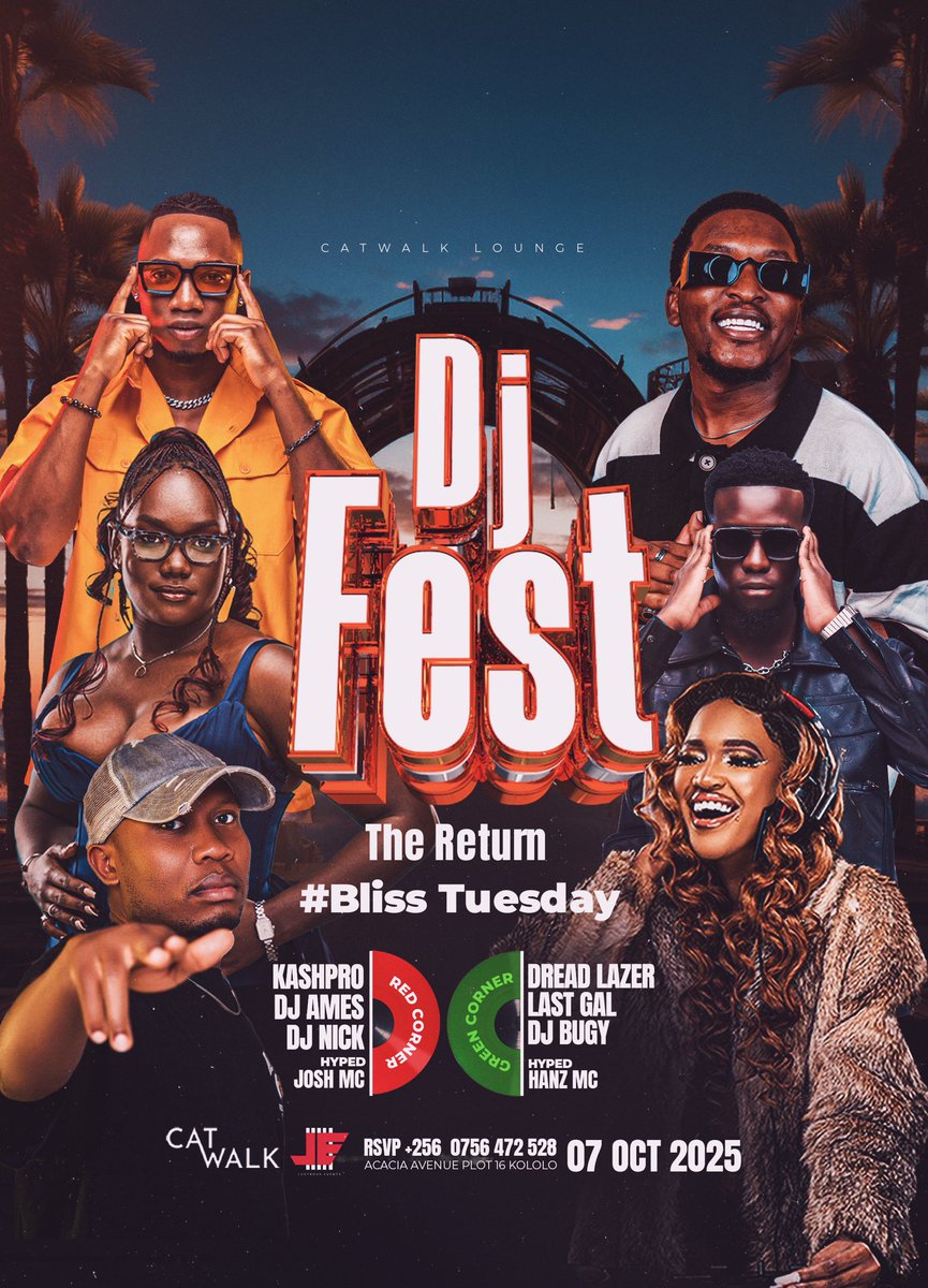 phoebe_chozens's tweet photo. Where the beats never stop and the vibes stay high — DJ Fest returns this Tuesday at Catwalk
RSVP: +256 0756 472 528
#DJFest #BlissTuesdays Don't miss out https://t.co/QOWIeFntWQ