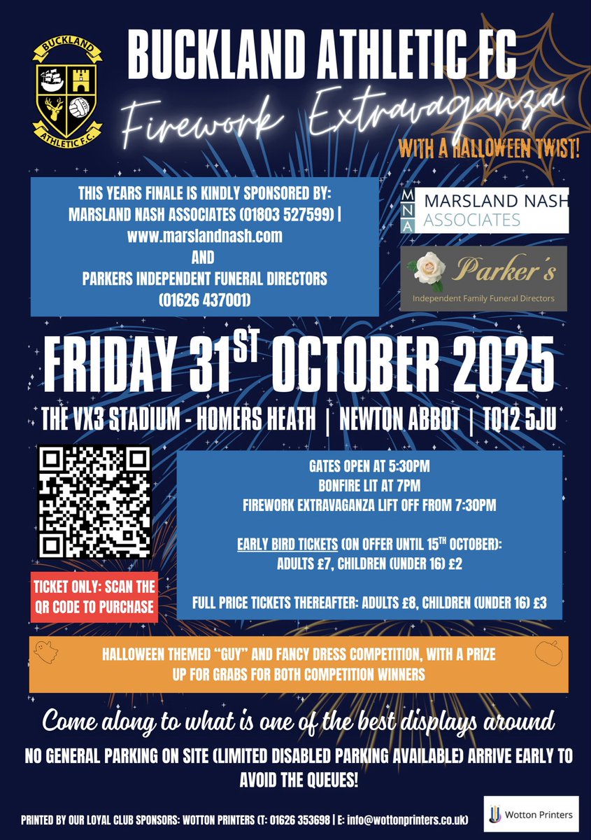🎆 | Fireworks Extravaganza

4 weeks to go 🧨

🗓️ Friday 31st October
⏰ Gates open at 5:30pm
🎃 Halloween themed competitions
🍔 BBQ, Bar &amp; Treats open

🎟️ 12 days left of our Early Bird Offer - secure your tickets today at an early bird price 👉🏻 tktp.as/EVWZZG

🦌