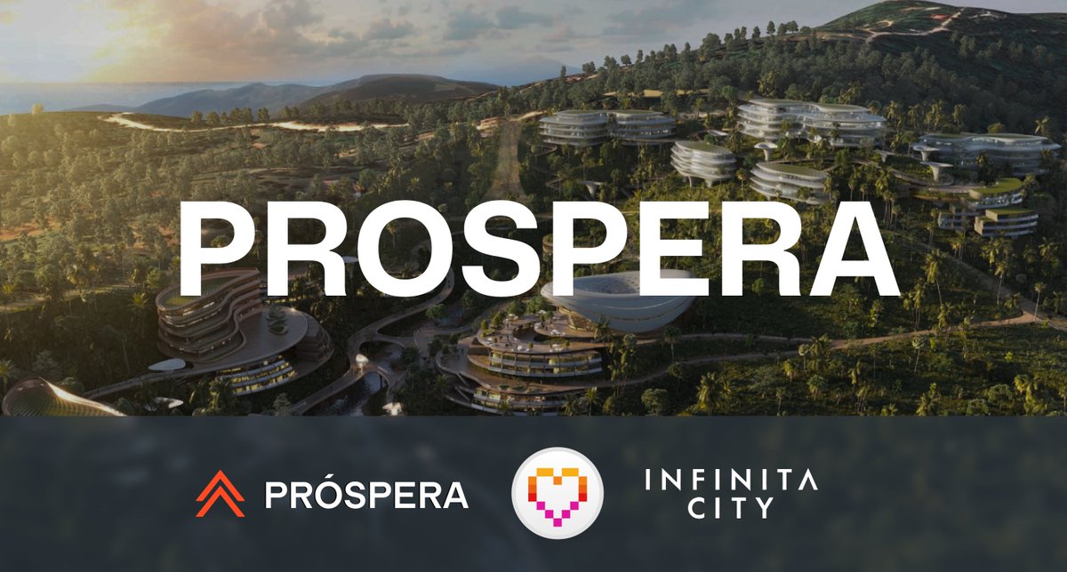 Aerial view of Prospera cityscape