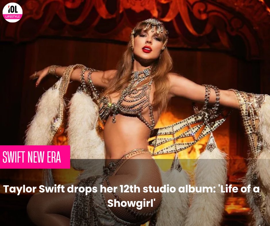 IOL's tweet image. Taylor Swift ignites a new era with her 12th studio album, The Life of a Showgirl, reuniting with Max Martin and Shellback.
#TaylorSwift #MaxMartin #Shellback #TheLifeOfAShowgirl #PopEra @IOL_Lifestyle 
Read on tinyurl.com/4fa4c9we