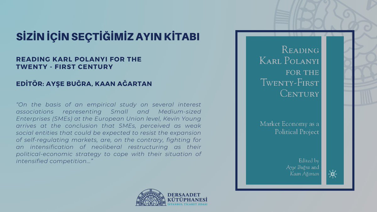 Bu ay siz değerli okuyucularımız için “Reading Karl Polanyı for the twenty - first Century” isimli kitabı seçtik.
İncelemek isteyen okuyucularımızı kütüphanemize bekleriz📚

#ayınkitabı #kütüphanem #istagood #i̇stanbul #eminönü #okuyucu #limanhanı #kitap #yazarlar #tarihi #ito