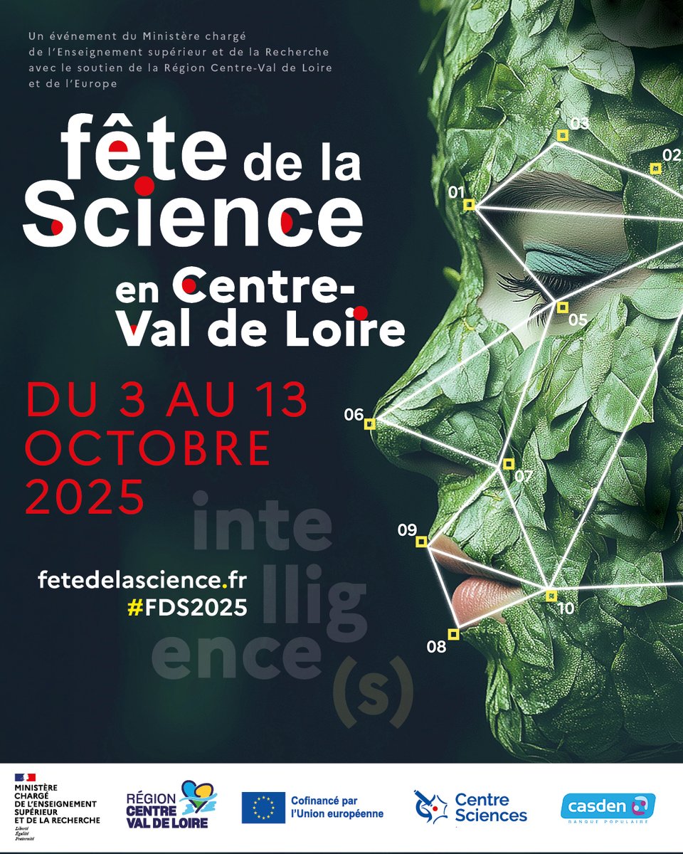 C’est parti pour la #FêteDeLaScience 🚀
Du 3 au 13 octobre, partez à la découverte de toutes les formes d’intelligence.
En <a href="/RCValdeLoire/">Région Centre-Val de Loire</a>, près de 250 actions sont programmés, dont une trentaine pour les scolaires.
Découvrez tout le programme sur le site 🔎 fetedelascience.fr