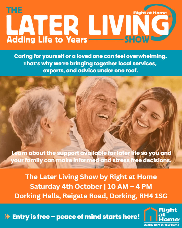 RightatHomeSE's tweet photo. Thinking about the future? You don’t have to do it alone.

The Dorking Later Living Show is a FREE community event. 

📅 Saturday 4th October 2025
📍 Dorking Halls | 10:00 AM – 4:00 PM

Join us for advice, resources, and support — all in one place, all free. https://t.co/Oqmk1AxecW