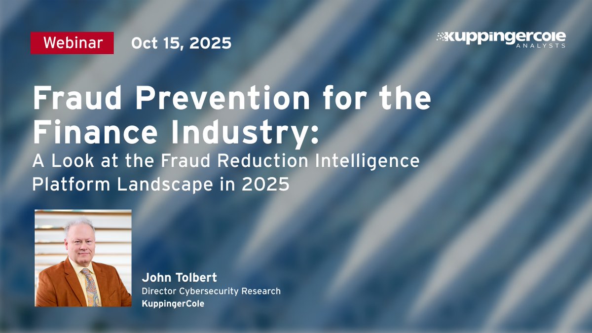 🟧 KC Webinar, Oct. 15: Join our webinar to explore how #Fraud Reduction Intelligence Platforms (FRIPs) are changing #FraudPrevention and to review the 2025 KuppingerCole Leadership Compass results!

Register: okt.to/1BbR6S