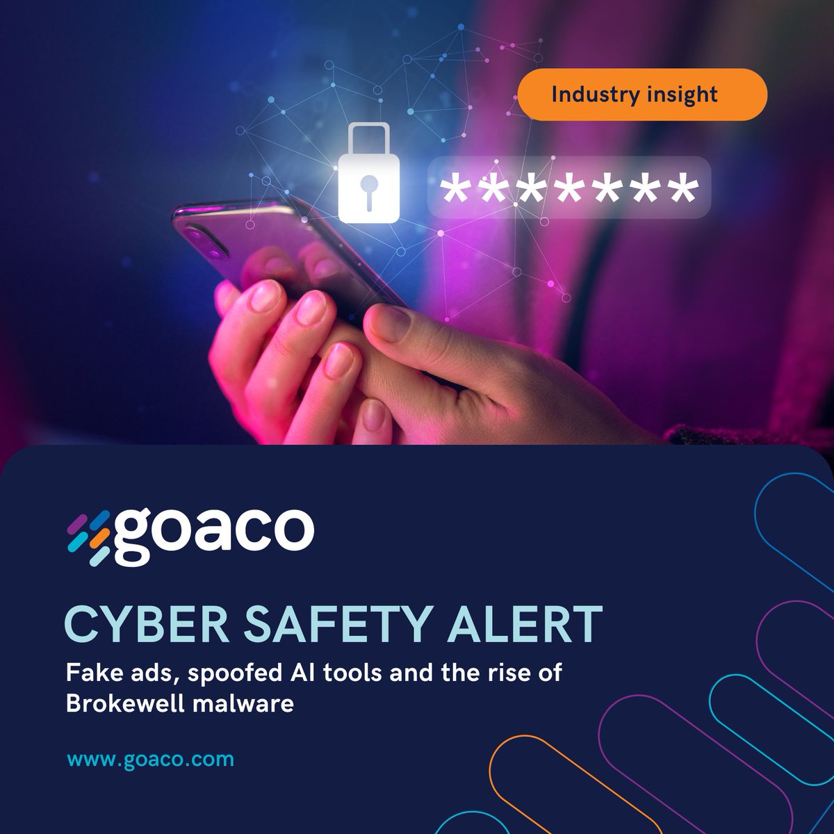 goacodigital's tweet image. 🚨 Cyber safety alert 🚨 

Hackers are using fake ads &amp;amp; malicious AI tool copies to spread malware like Brokewell, stealing data &amp;amp; hijacking devices. 

Stay safe: check URLs &amp;amp; download only from official stores. 

👉 buff.ly/KOGzP1y

 #CyberSecurity #Goaco