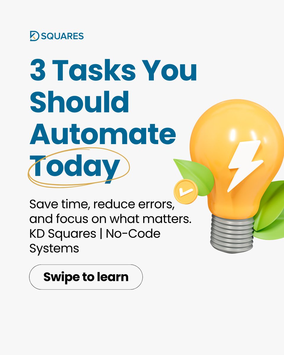 KDsquares's tweet image. Tech Tip 💡: Don’t rely on memory. Use automations for tasks like reminders, follow-ups, and reporting.

#TechTips #DigitalHacks #SystemSmarts #kdsquares