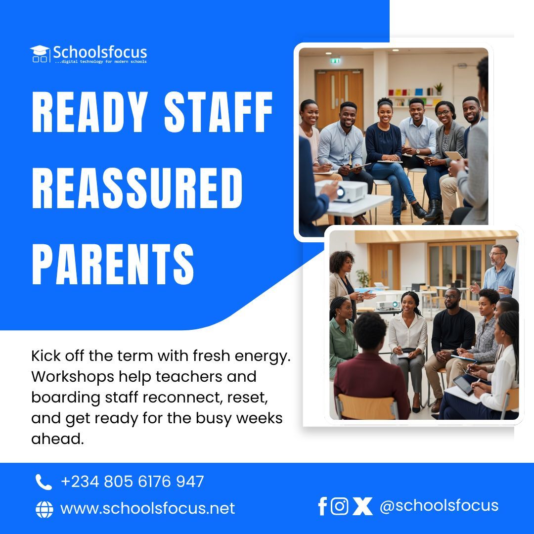 schoolsfocus's tweet image. A confident and ready team = trust, loyalty, and reassurance for every parent who walks through your school gate.

Start the new term with workshops, fresh energy, and the right mindset.

#SchoolsFocus #TeacherTraining #EdTechSolutions