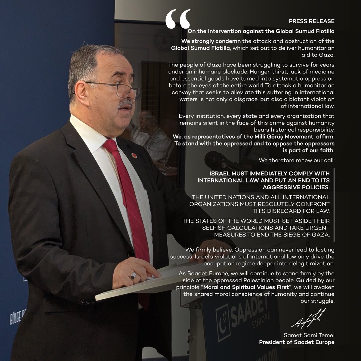 🇹🇷 BASIN AÇIKLAMASI
Global Sumud Filosu’na Yönelik Müdahale Hakkında

🇩🇪 PRESSEMITTEILUNG
Zur Intervention gegen die Global Sumud Flottille