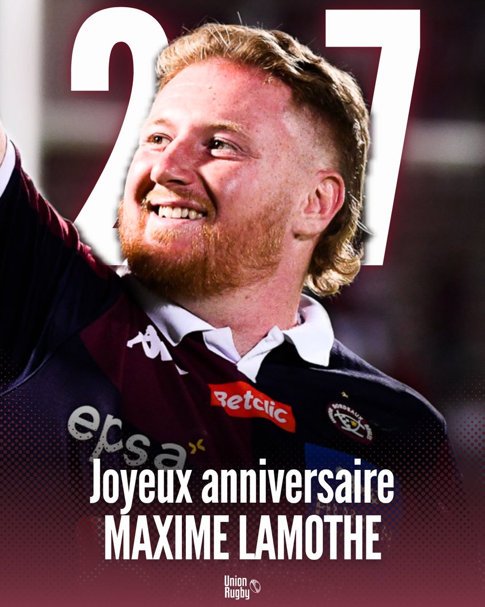 27 ans aujourd'hui pour <a href="/lamothe_maxime/">Maxime Lamothe</a> ! 🎂
👤 Si vous deviez définir le joueur de l'<a href="/UBBrugby/">Union Bordeaux Bègles</a> en quelques mots ?
#iloveubb