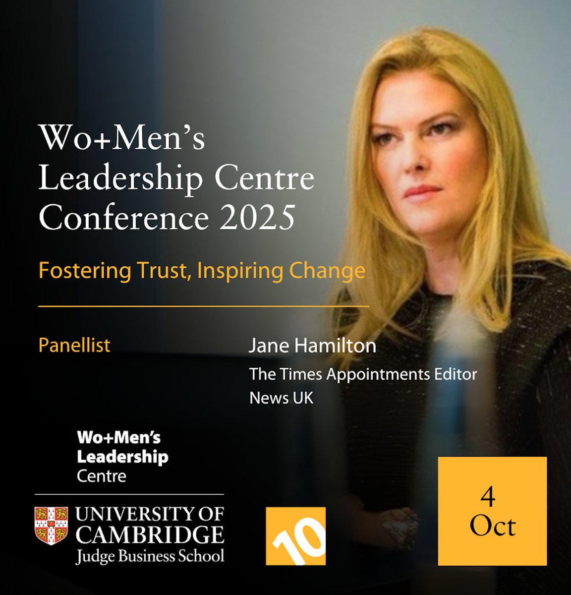 Looking forward to taking part in the Wo+Men’s Leadership Centre conference at <a href="/CambridgeJBS/">Cambridge Judge</a> tomorrow. We'll be discussing how leadership and trust can shape the future of gender equity. <a href="/Cambridge_Uni/">Cambridge University</a> <a href="/GirtonCollege/">Girton College, Cambridge University</a> 
 shorturl.at/NjoZ4
#CambridgeWLC  #WLC10