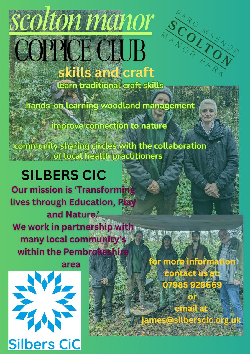 🌿 Coppice Club at Scolton Manor – First Fire &amp; Chat of the Season! 🌿

This Sun 5th Oct, 10am–1pm 🌳
✨ Fire, food &amp; good convo
✨ Light bramble clearing
✨ Plans to coppice ½ acre a year
We’re looking for volunteers – learn skills, get outdoors, join a woodland community.