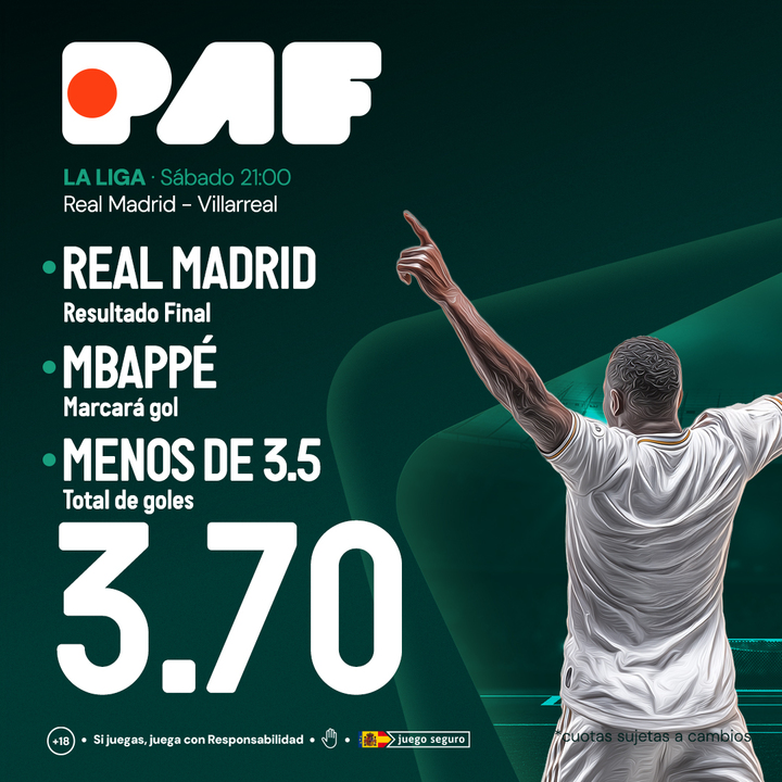 #LALIGAEASPORTS en Paf.es JORNADA 8

El #RealMadrid recibe a un #Villarreal en forma, que solo está 2 puntos y es 3º. Además, es el equipo menos goleado en lo que va de Liga junto con el #Barça, 5 goles encajados en 7 partidos.

🔗paf.es/apuestas#/even…