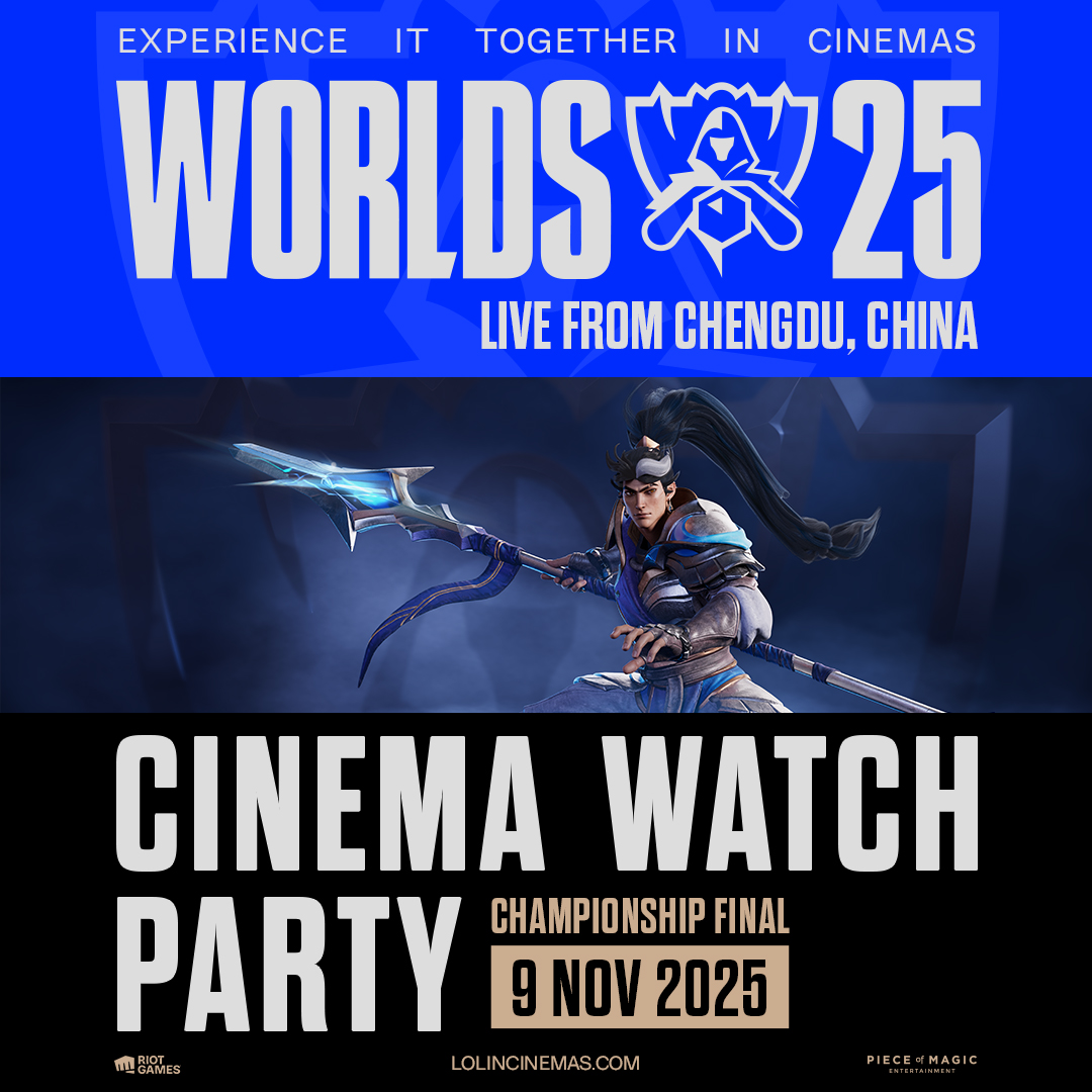 De LOL Worlds25 Finals keert op 9 november terug naar de bioscopen, live vanuit Chengdu, China!

Beleef de intensiteit en spanning op het witte doek, omringd door andere fans.

🎟 Tickets zijn NU verkrijgbaar: lolincinemas.com

#Experienceittogetherincinemas
#Worlds2025