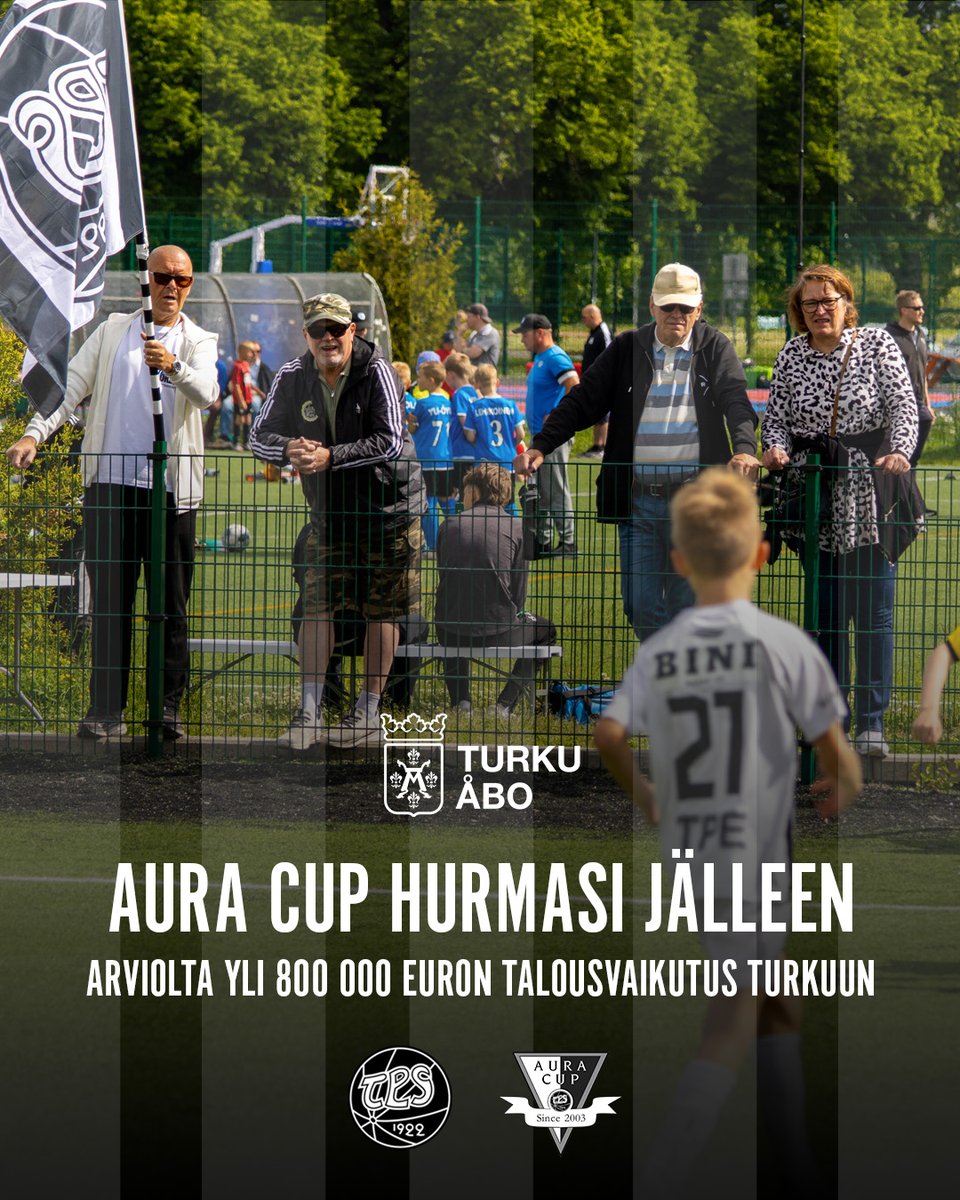 Kesän 2025 Aura Cup oli jälleen menestys. Tapahtuman vieraat jättivät Turkuun ja paikallisille yrityksille arviolta 835 000 € ja sai erinomaiset arviot kävijöiltä. Lue koko uutinen: fc.tps.fi/uutiset/aura-c…

<a href="/Turkukaupunki/">Turun kaupunki</a> #jalkapallo #tkomv #turku #auracup