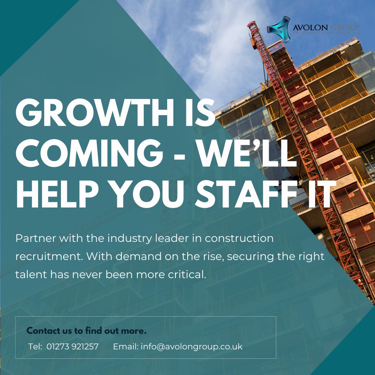 AvolonGroup's tweet image. 𝗚𝗿𝗼𝘄𝘁𝗵 𝗶𝘀 𝗰𝗼𝗺𝗶𝗻𝗴 - 𝘄𝗲'𝗹𝗹 𝗵𝗲𝗹𝗽 𝘆𝗼𝘂 𝘀𝘁𝗮𝗳𝗳 𝗶𝘁.

📲 01273 921257
📧 info@avolongroup.co.uk

#WeAreAvolon #construction #groundworks #recruitment