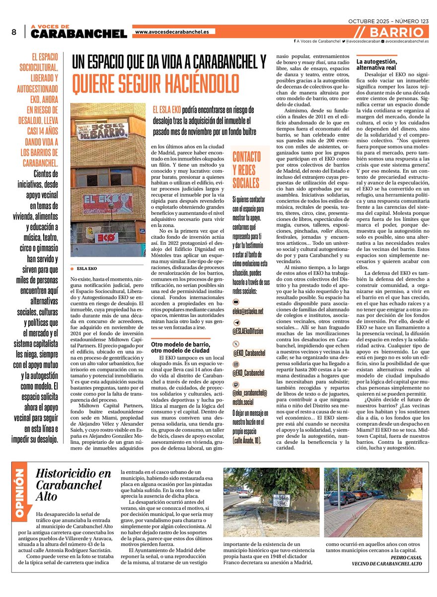 Este mes salimos en el número 123 del <a href="/avocesdecaraban/">avocesdecarabanchel</a> .

Lo puedes leer aquí: avocesdecarabanchel.es/pdf-n8457