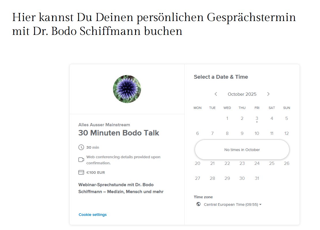 Hui... 100€ für 30min Privat-#Schwurbel mit Schiffmann? Das ist für #Querdenken-Verhältnisse ja echt ein Schnäppchen. Wollte schon immer mal mit Tansania telefonieren und dabei über die deutsche Regierung schimpfen und die #AfD abfeiern...
#fckafd #fcknzs