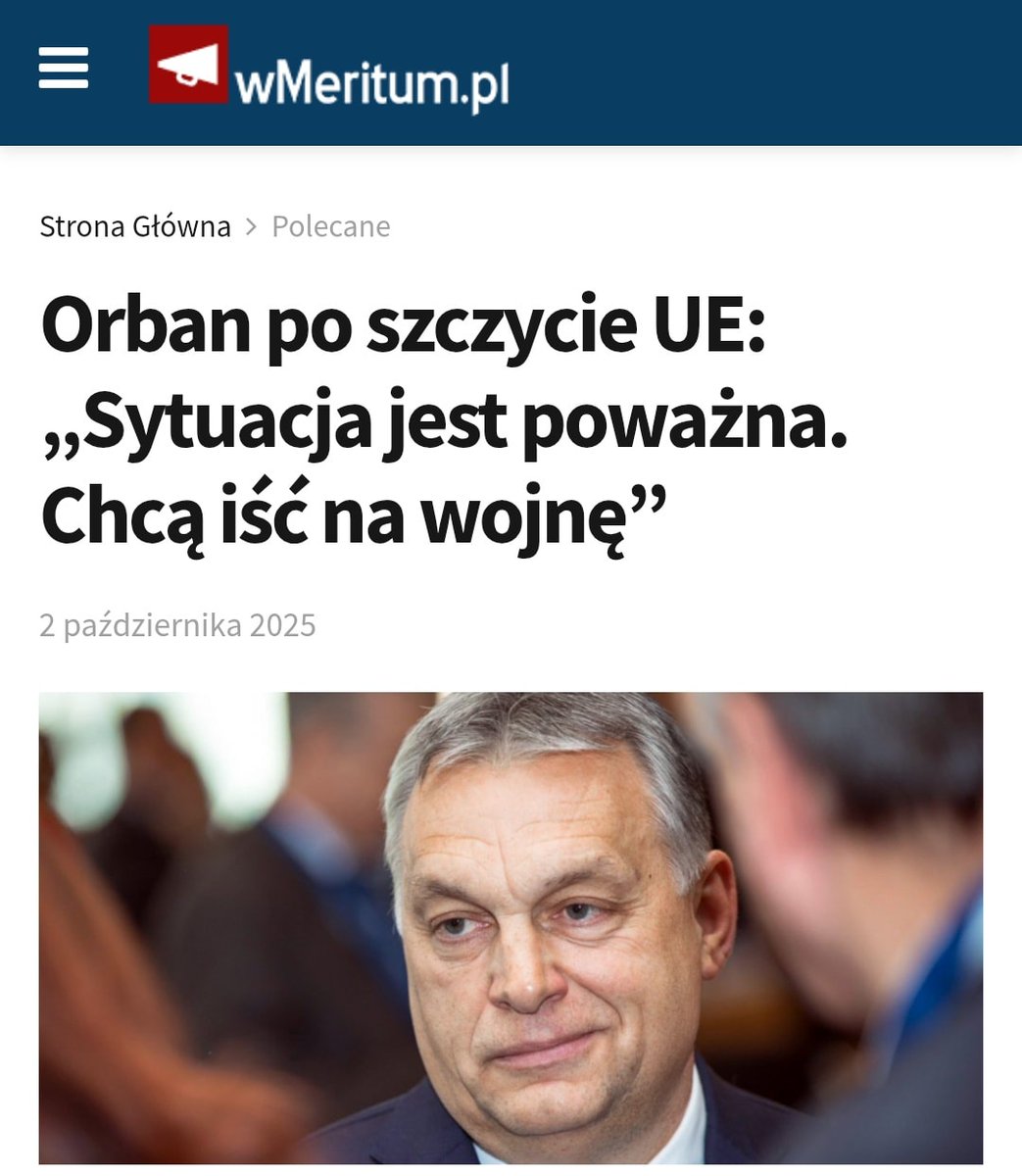 Orban: „Chcą przekazać Ukrainie🇺🇦 fundusze UE🇪🇺. Próbują przyspieszyć akcesję Ukrainy wszelkimi możliwymi sztuczkami prawnymi. Chcą sfinansować dostawy broni. Wszystkie te propozycje jasno pokazują, że Brukselczycy chcą iść na wojnę”.