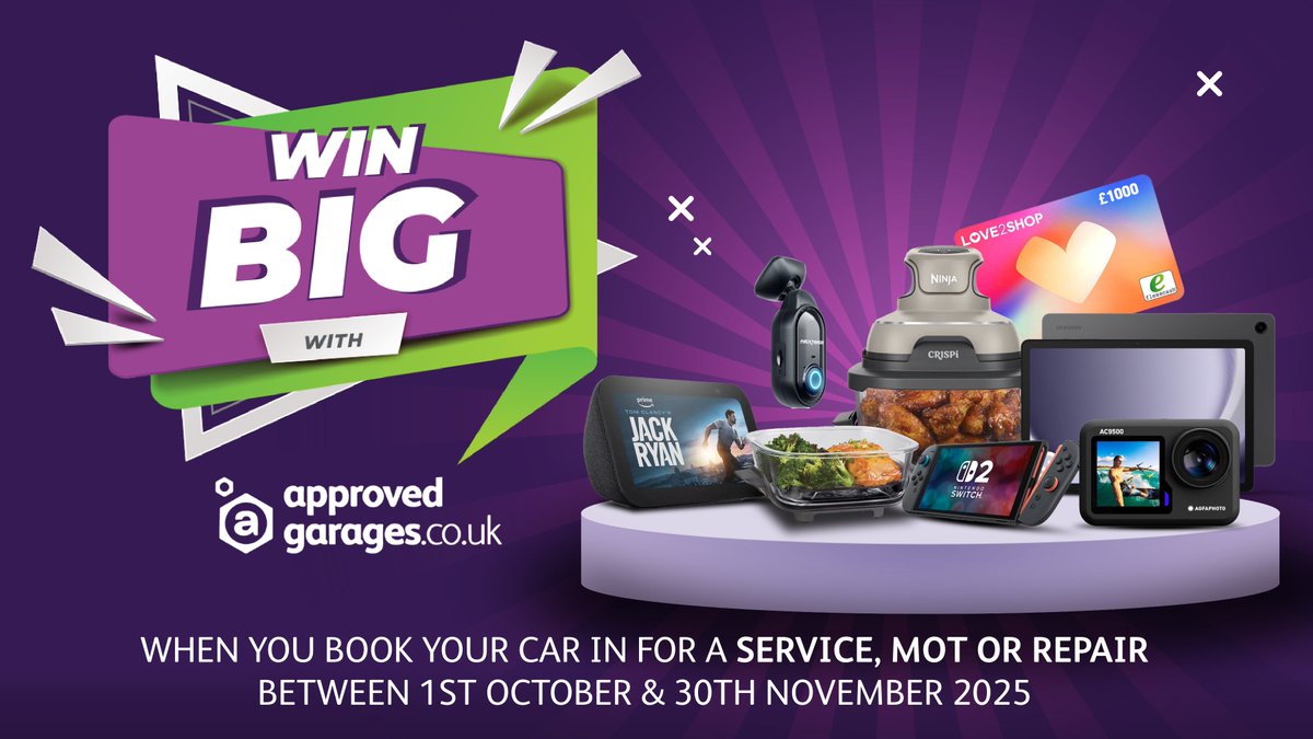 Win Big when you book in a service,MOT or repair with us between 1st October &amp; 30th November 

tc's apply

#Chester #chestertweets