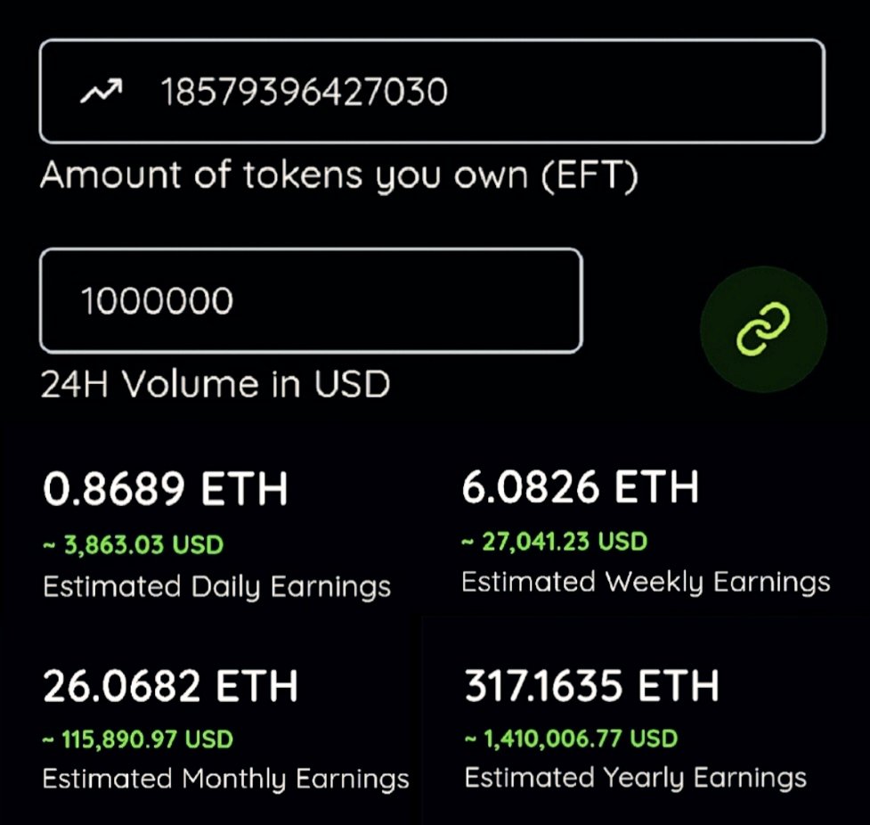 So 👀 here's the deal...

There are approximately 18.5T <a href="/ETHFanToken/">ETH Fan Token Ecosystem</a> $EFT left in the supply for purchase.

For the majority of the 15k posts I've made about EFT... the price for 1T $EFT was $1,600.

Today 1T $EFT will cost you $88.8K

So... is it worth it? 🤔

Consider this 👇: