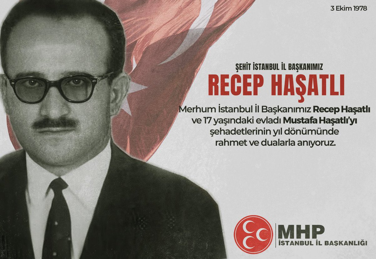 _MHPistanbul_'s tweet image. Evlerinin Önünde Uğradıkları Saldırı Sonucu Şehit Olan Merhum İstanbul İl Başkanımız Recep Haşatlı ve 17 Yaşındaki Evladı Mustafa Haşatlı’yı Şehadetlerinin Yıl Dönümünde Rahmet ve Dualarla Anıyoruz.