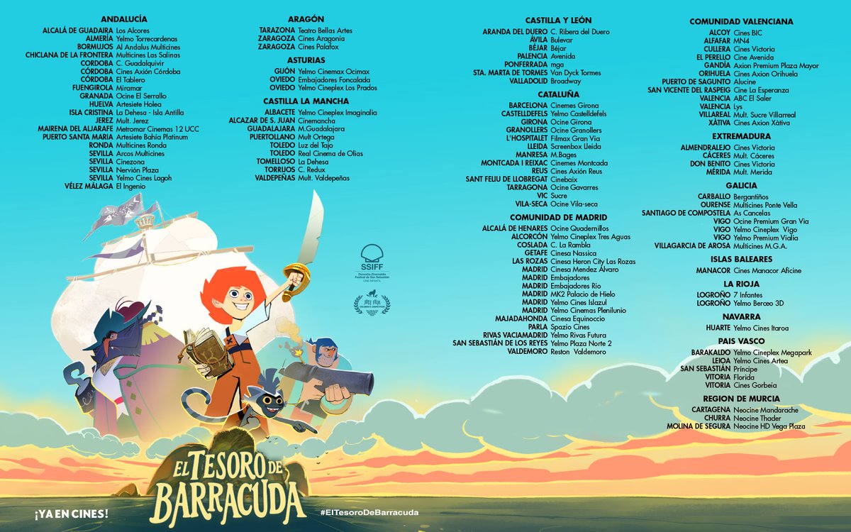 ¡Segunda semana para buscar el tesoro! 🏴‍☠️

La nueva joya del cine de animación español sigue en cartelera. 🍿 En cuentra tu cine más cercano y vive la aventura de #ElTesoroDeBarracuda en la gran pantalla.