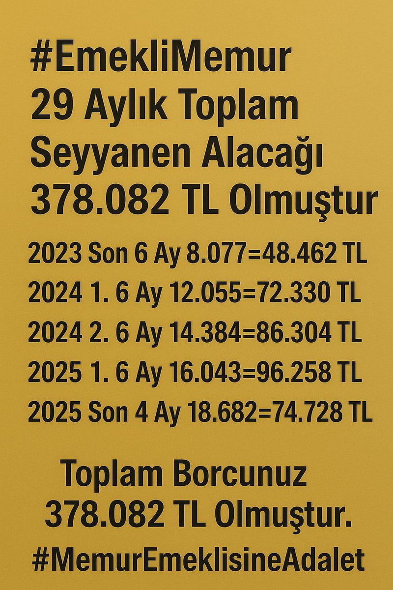 muratcengiz09's tweet image. 4 Milyon #Memur
2.5 Milyon #EmekliMemur
Sizlere Hakkımızı Helal Etmiyoruz.
@RTErdogan
@MemurSenKonf 
@Kamu_Sen 
@kamuiskonf 
@DMSendikasi 
@KESK1995 
@DMKonfederasyon 
@EgitimBirSen 
@egitimis 
@turkegitimsen 
@BuroMemurSen_
@_aliyalcin_
@OnderKahveci
@ayferkocak_
@osmkya06