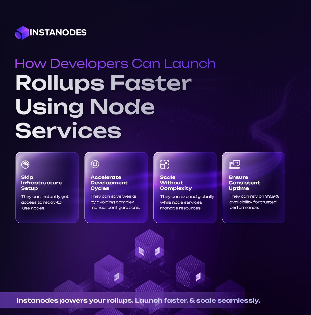 instanodes's tweet image. Node as a Service makes rollups effortless. 

It ensures faster deployments, consistent uptime, and global scalability.

#NodeAsAService #Nodes #Rollups #Blockchain #Web3
