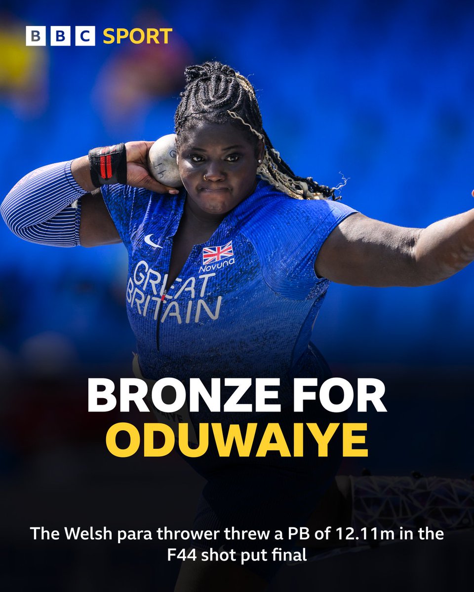 A brilliant performance from Funmi Oduwaiye sees her take bronze at the World Para Athletics Championships 🥉

#ParaAthletics