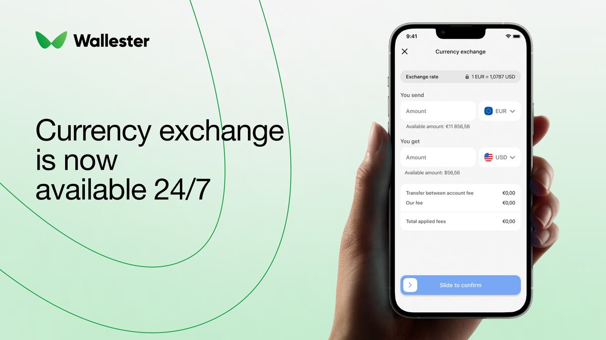 Wallester (@wallester_com) on Twitter photo Your business never sleeps. Now, neither does your currency exchange 💱
Wallester Business now offers 24/7 FX:
• Instant transfers between accounts
• Real-time rates
• Full transparency with no hidden costs
Try it today 🚀 
Read more: wallester.com/blog/company/2… Your business never sleeps. Now, neither does your currency exchange 💱
Wallester Business now offers 24/7 FX:
• Instant transfers between accounts
• Real-time rates
• Full transparency with no hidden costs
Try it today 🚀 
Read more: wallester.com/blog/company/2…