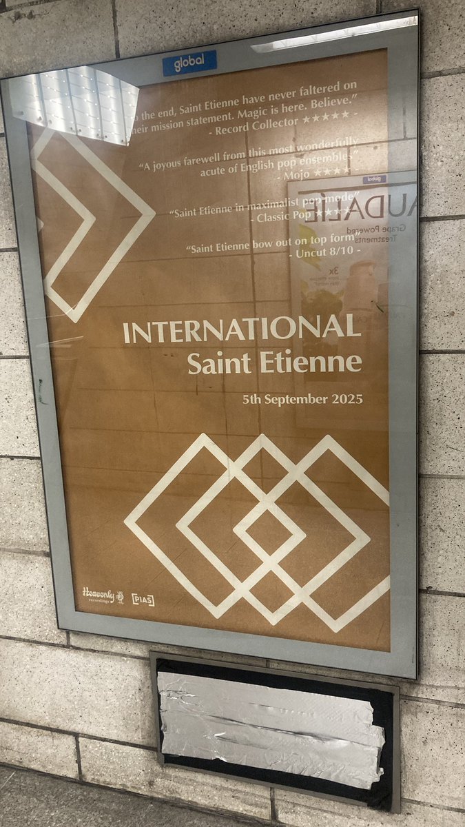 What a joy to spot International out in the wild (Southwark tube) <a href="/bobpetesarah/">Saint Etienne</a> 👀