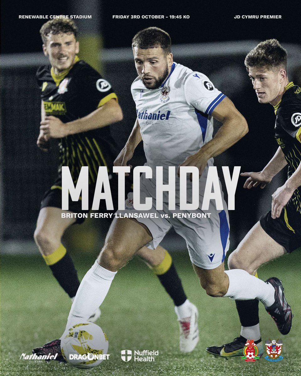 Matchday 📍

🆚 Briton Ferry Llansawel (a)
🏟️ Renewable Centre Stadium, Briton Ferry
🏆 JD Cymru Premier
⏱️ KO 19:45

#JDCymruPremier | #WeArePenybont