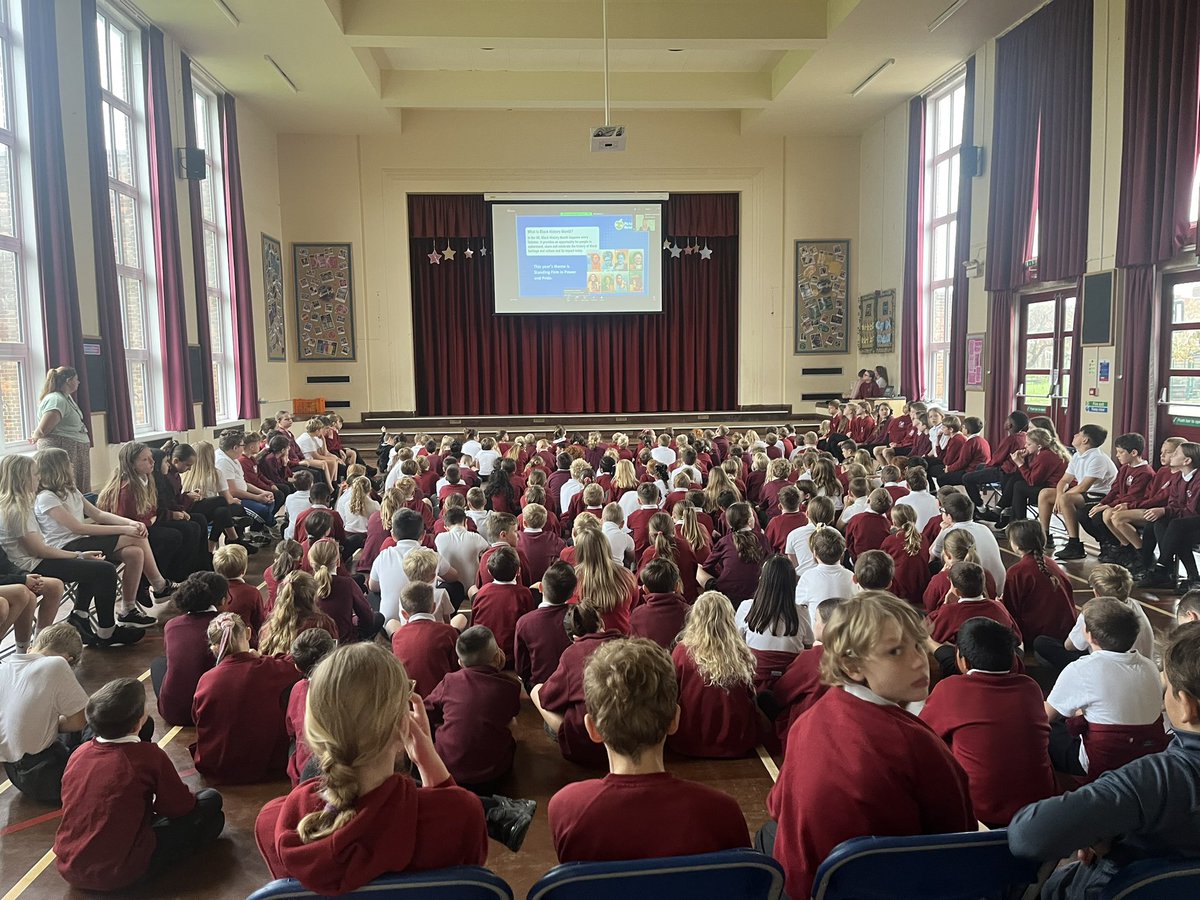 Carr Junior School taking part in the Black History Month assembly! Standing firm and proud! #Carrstars #Community