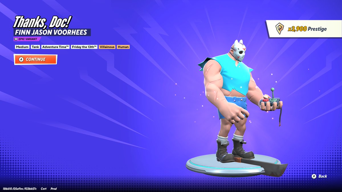 WarnerBros_Char's tweet photo. 3rd Warner Bros. Character of the Day is: 
Finn Jason Voorhees from MultiVersus 

#WarneroftheDay #MultiVersus #Fridaythe13th #AdventureTime #WarnerBros #WBGames #NewLineCinema #CartoonNetwork #PlayerFirstGames #HorrorInc https://t.co/fRSjejCrqP