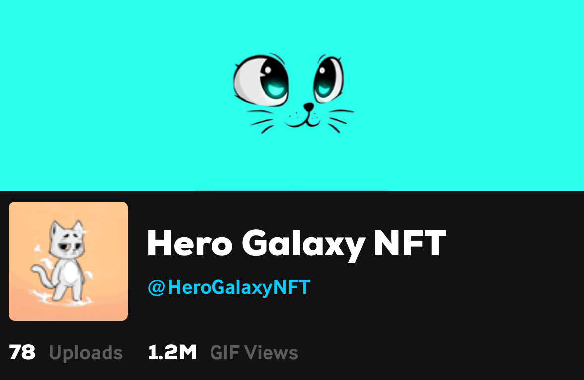 JanitorJack2's tweet image. Not quite @bearish_af but pretty excited about the first 1-2 weeks on Giphy for my project @HeroGalaxyX 🐱. Brand expansion is everything.