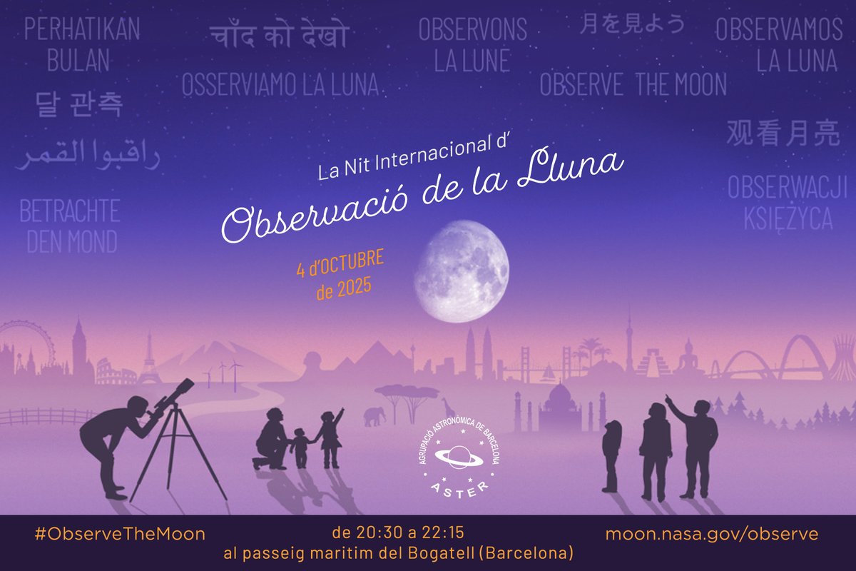asterbarcelona's tweet photo. #Observació de la #Lluna amb #telescopis
Dissabte 4 d'octubre de 20:30 a 22:15 al passeig marítim del Bogatell
Us hi esperem!
https://t.co/o0OYEUINyR
#ObserveTheMoon @buscaciencia @bcncultura #InOMN 
@Monica_Usart @AlfredRPico #Luna https://t.co/yJceHorQOL