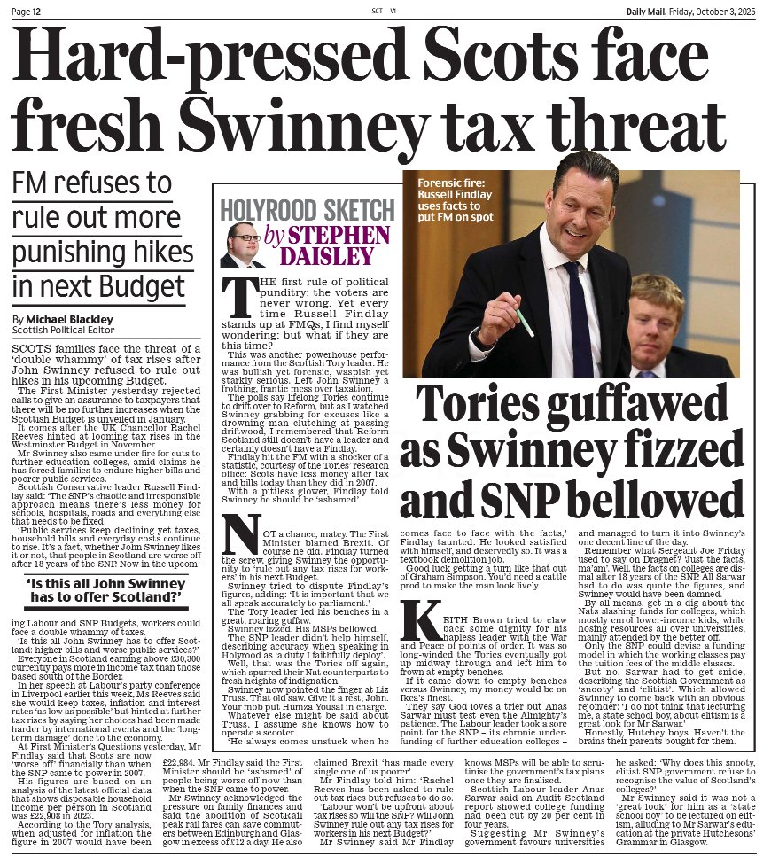 More SNP tax increases on the way.

Somebody has to pay for fake foreign embassies, climate change reparations, unwinnable court cases, bungs to Hamas, SPADS and ministerial limos etc.