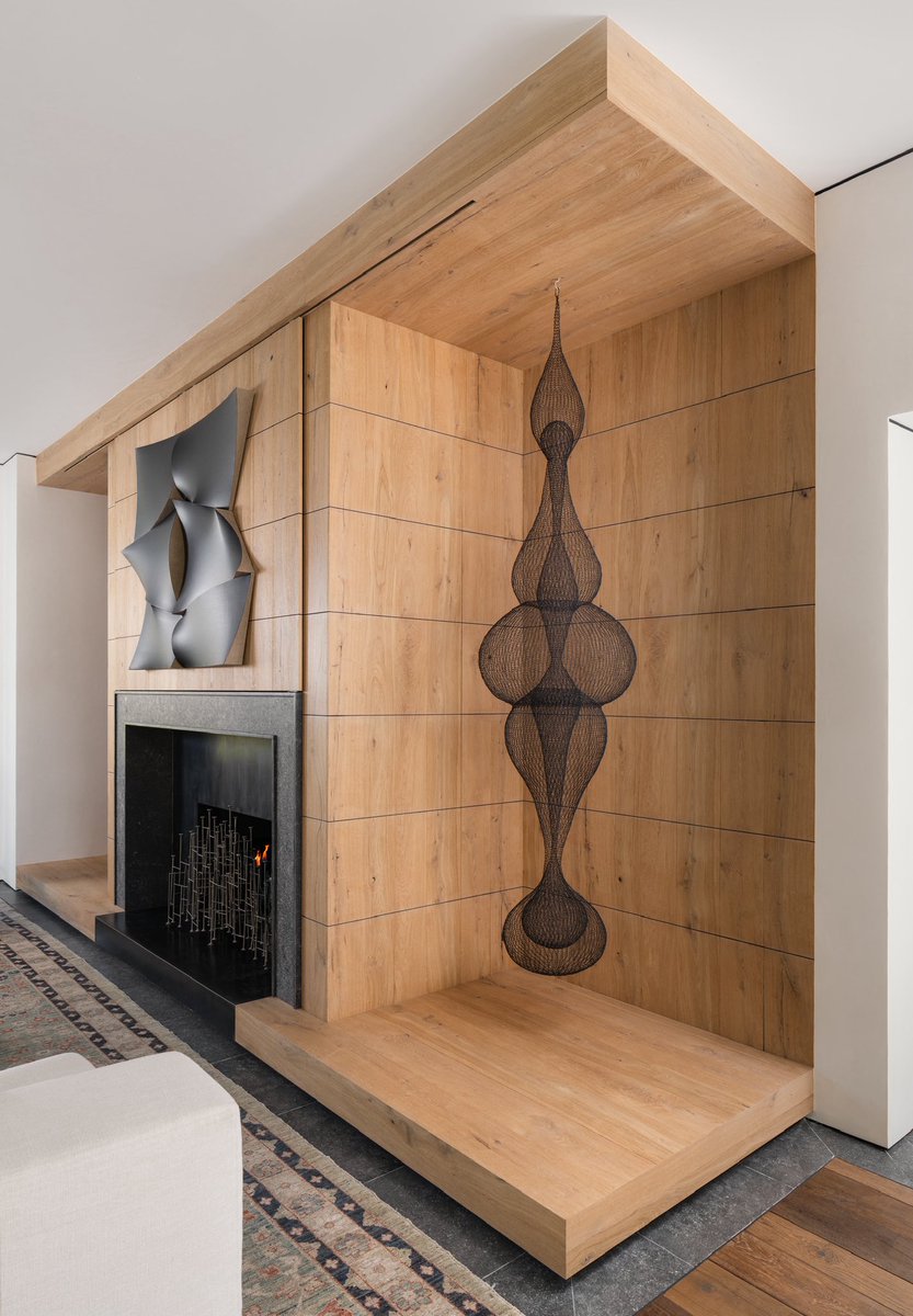 AdvancedWood's tweet image. Custom white oak media wall / fireplace surround.