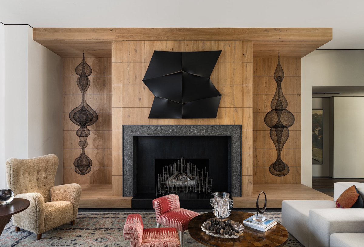 AdvancedWood's tweet image. Custom white oak media wall / fireplace surround.