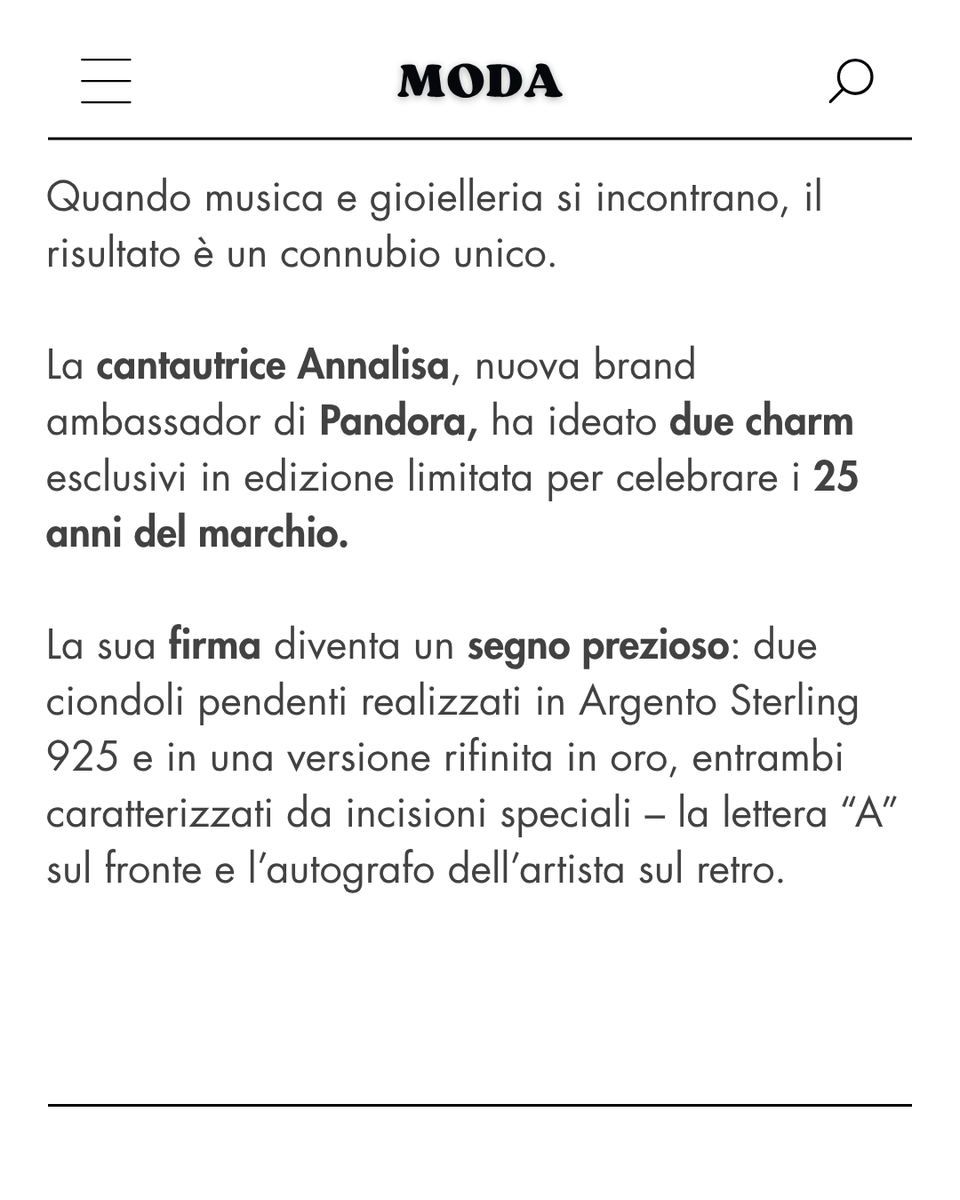 RTZ_Radio's tweet photo. 🗞️| Annalisa firma per Pandora due charm esclusivi in edizione limitata, disponibili in argento e oro, con la sua iniziale e il suo autografo. Solo 2.000 pezzi prodotti in Italia.

#Annalisa #Pandora #Pandora25 #CharmCollection #Jewelry https://t.co/p2MhxgJkr6