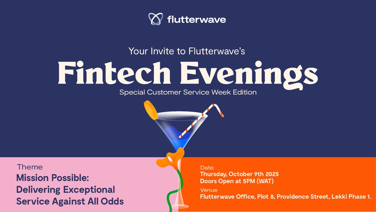theflutterwave's tweet image. Final Call! 
Don’t miss your chance to join the conversation on “The Power of Collaboration” and "The Invisible Wins" in the CX sector of Fintech.
We've got top CX leaders from @piggyvest , @chippercashapp, and @theflutterwave ready to unpack how to measure emotional impact and…