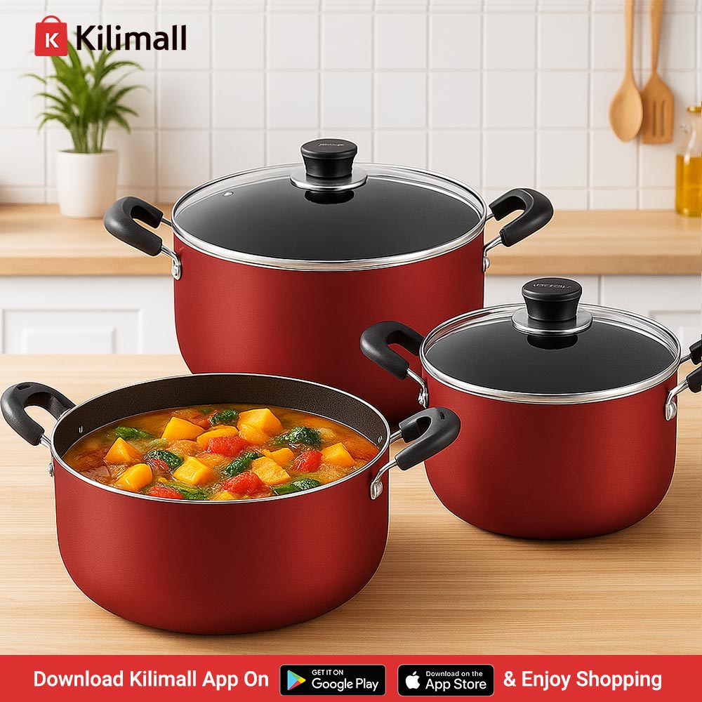 Kilimall's tweet image. Mtu anafaa kuanza maisha na sufuria ngapi?😁Admin anasema hii&amp;gt;&amp;gt; k.kili.co/1ocjz HotChef 6Pcs NonStick Cookware Set ya 2,599 bob iko sawa kabisa, nyakua yako leo!
#Kilimall #offer #Nonstickcookware #kitchenupgrade #discounts #kilimallpaydaysale