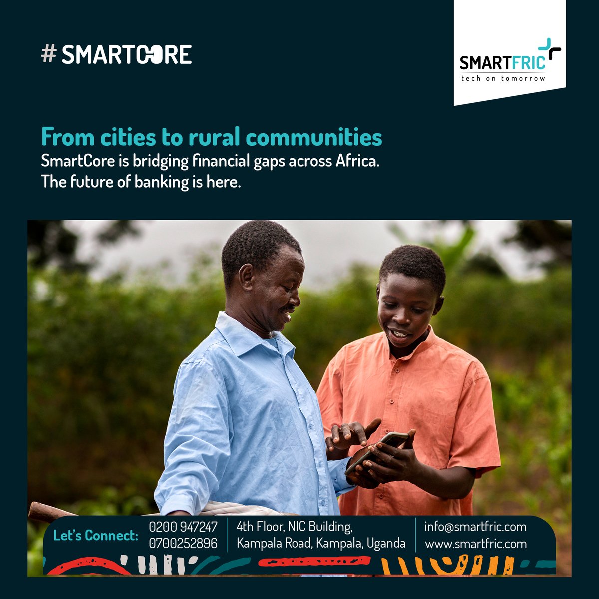 Smartfric_u_ltd's tweet image. From cities to rural communities,
SmartCore is bridging financial gaps across Africa.
The future of banking is here.
#DigitalAfrica #SmartCore #Smartfric #FintechForAll