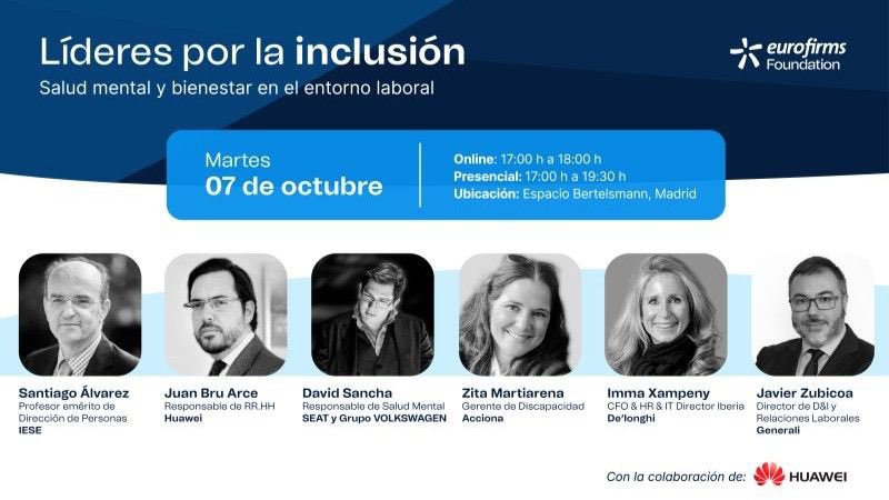 Líderes por la inclusión: cuando la salud mental es una prioridad empresarial ¡Inscríbete aquí! 📲canalceo.com/evento-lideres…

#EurofirmsFoundation #LiderazgoInclusivo #SaludMentalLaboral #BienestarEnElTrabajo #EmpresasConValores #InclusiónLaboral #CulturaEmpresarialPositiva