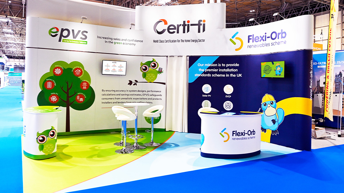 Quadrant2Design's tweet image. Bright 6m x 4.5m Corner #Exhibition Stand for Certi-fi.