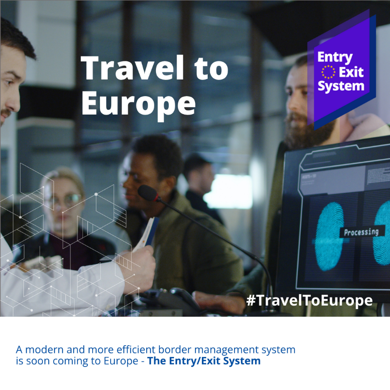 EUHomeAffairs's tweet photo. Europe's borders will soon be even more secure and travelling for non-EU nationals will be easier, thanks to the new digital Entry/Exit System.

 Learn about the EES ↓ #TravelToEurope